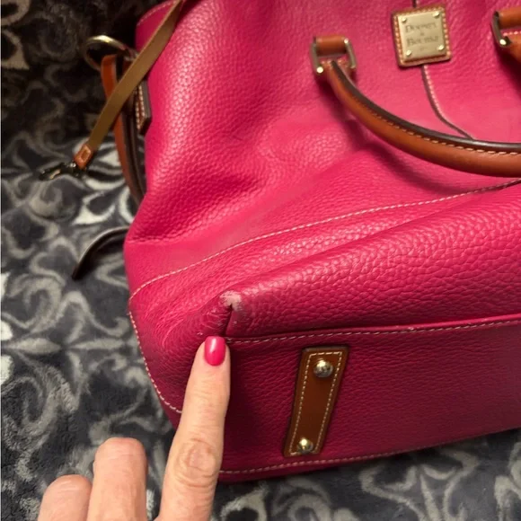 Dooney & Bourke Pink and Brown Leather Tote - Picture 7 of 9